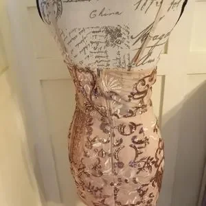 green emerald velvet dress Dance Fever Strappy Back Sequin Mini Dress Rose Gold– Selfie Leslie main image 0